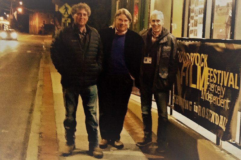 Bruce Concors, Richard Phelps, and Aaron Weisblatt, at the premier showing of Bruce and Aaron’s film “Land of Little Rivers” at the Woodstock Film Festival 2019 in the Rosendale Theater.